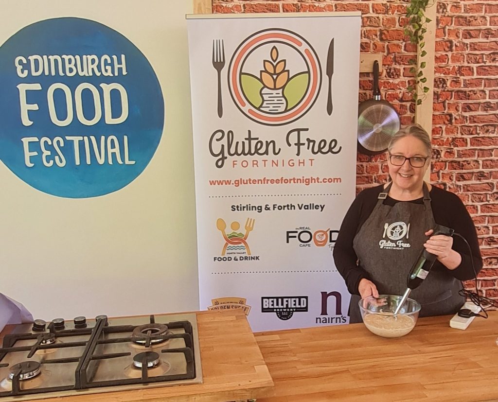 Carolyn McGill cooking at the Edinburgh Food Festival