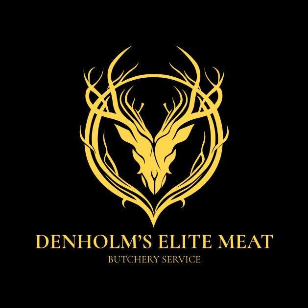 DENHOLM ELITE MEAT LOGO, GOLD DEER SKULL