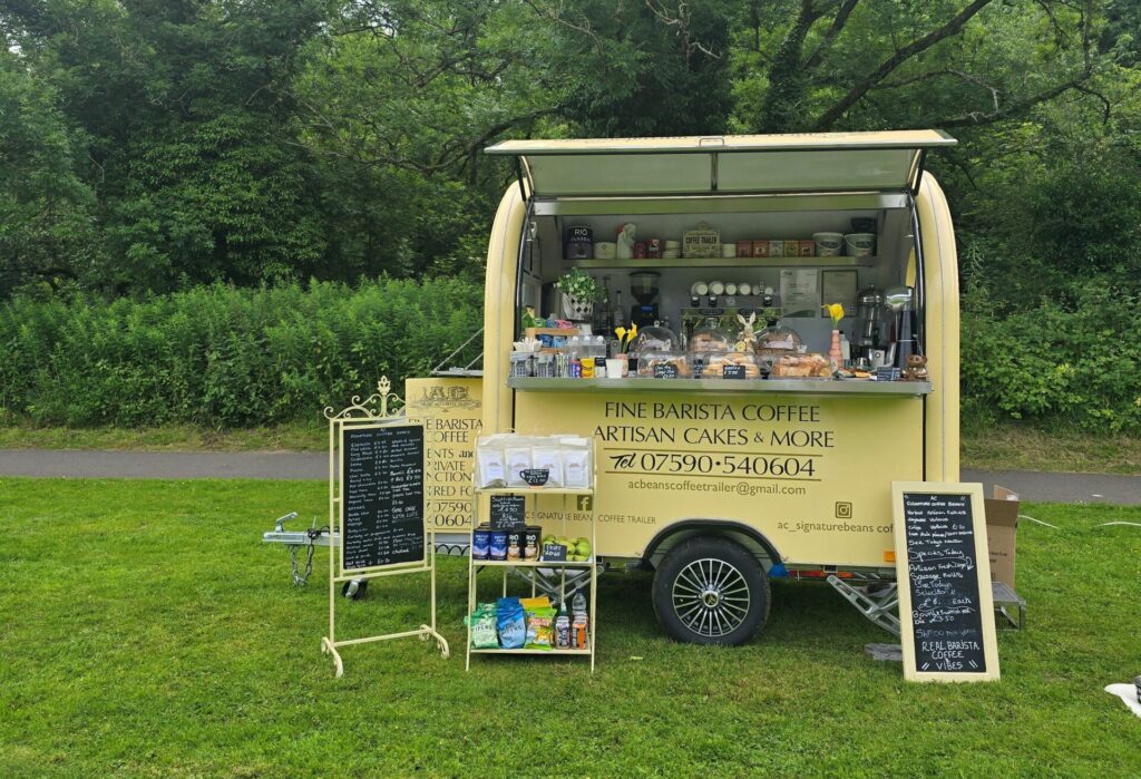 Coffee trailer in a field