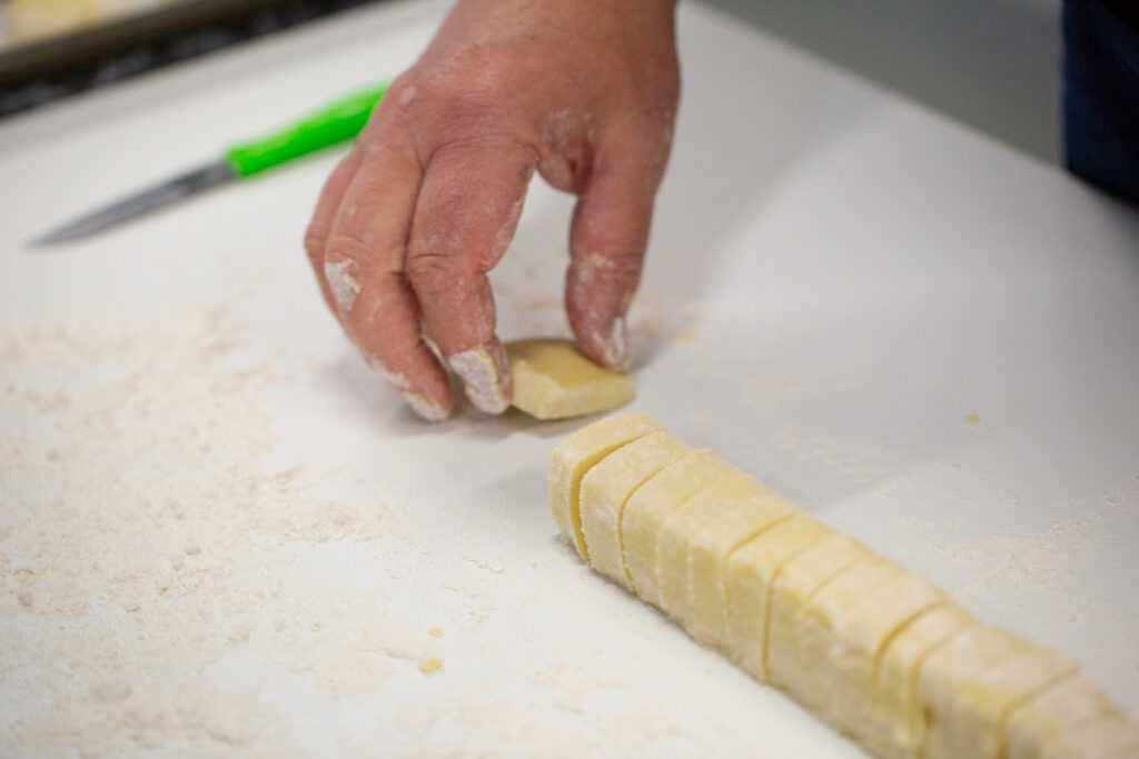 Separating the shortbread rounds