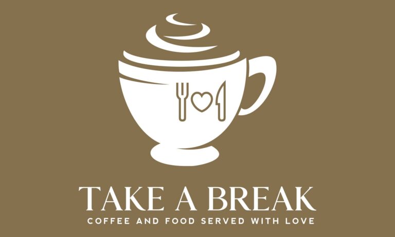 Cofffe cup with heart and knife and fork