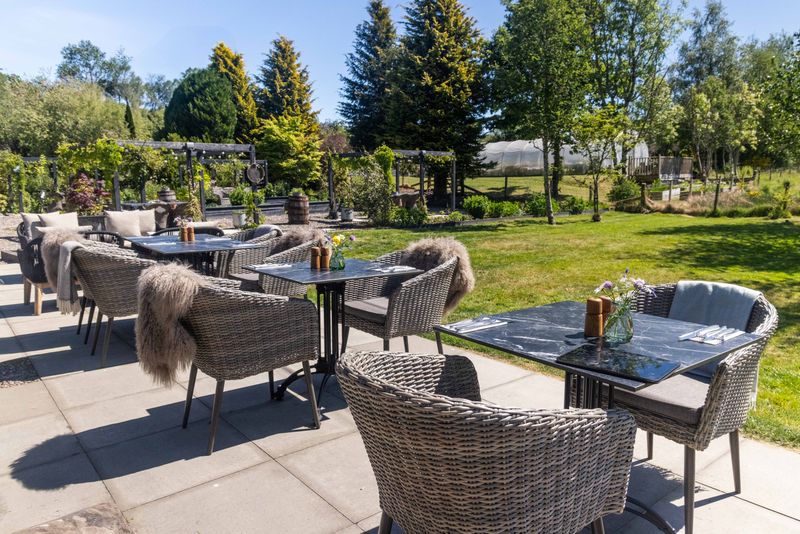 Outdoor seating at Nick's